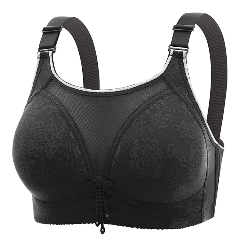 Women's Fashion Plus Size Comfortable Breathable No Steel Ring Gathered Bra Lace Seamless Backless Thin Mold Cup Underwear