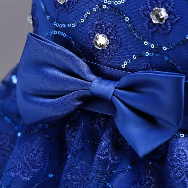 Fashion Bow Princess Dress for Girls Mesh Lace Sleeveless Girls Party Dresses Summer Kids Clothes Girls Dresses 3-15 Years