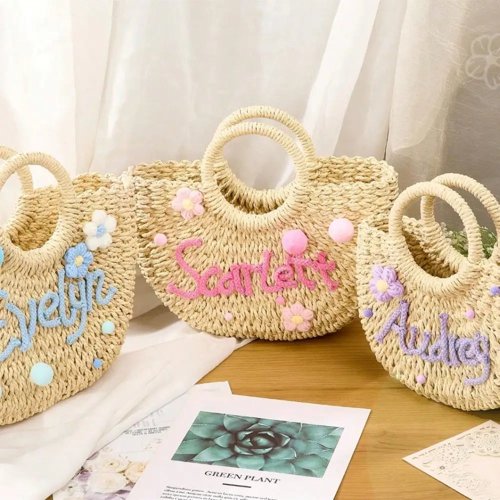 Personalized Straw Bridesmaid Handbag_bridesmaid Beach Bag_bachelorette Party Gift Bag_custom Hand-held Gift Basket_bridesmaid