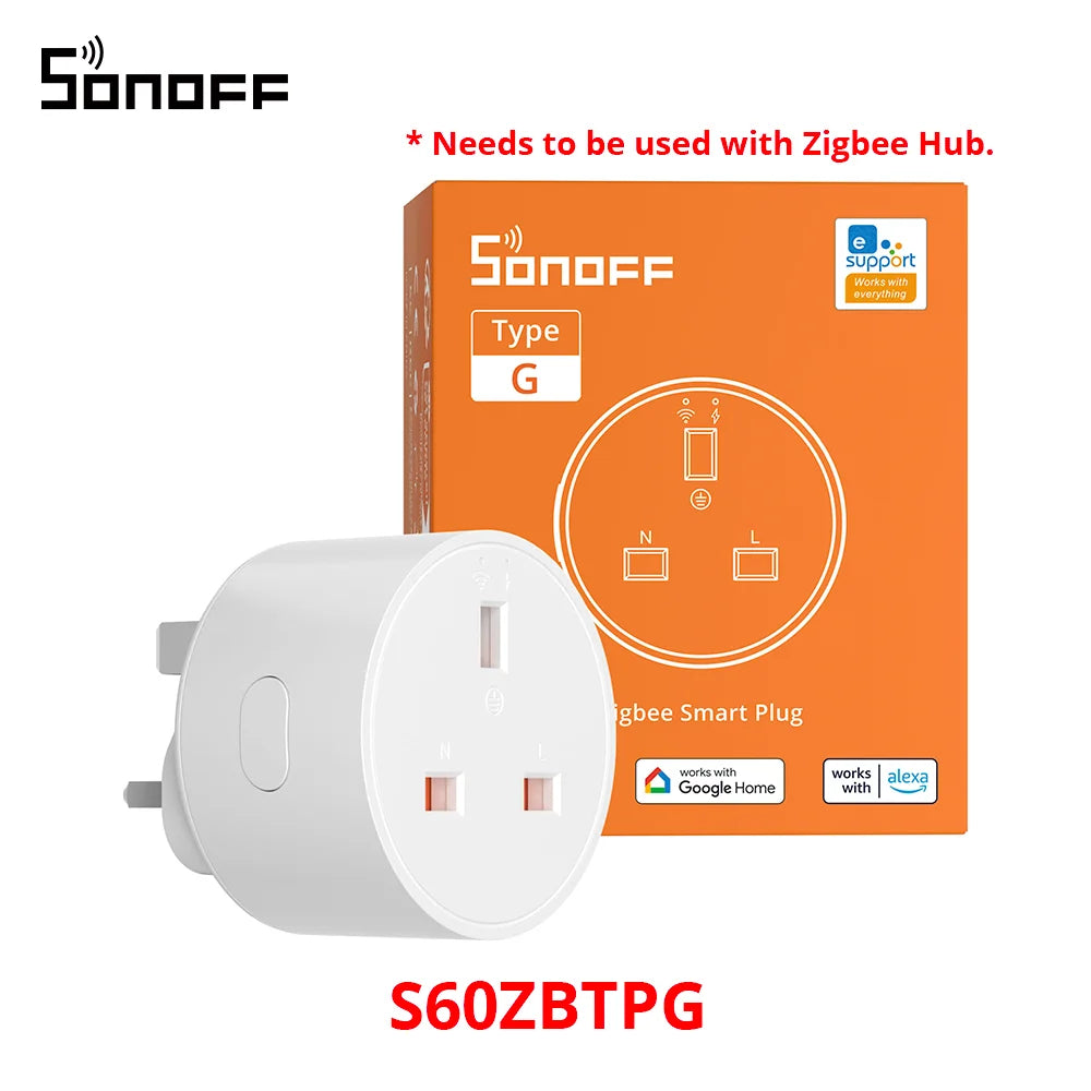 SONOFF S60ZB IPlug Zigbee Smart Plug Energy Monitoring Wireless Socket Timer Smart Switch Voice Control Google Home Amazon Alexa
