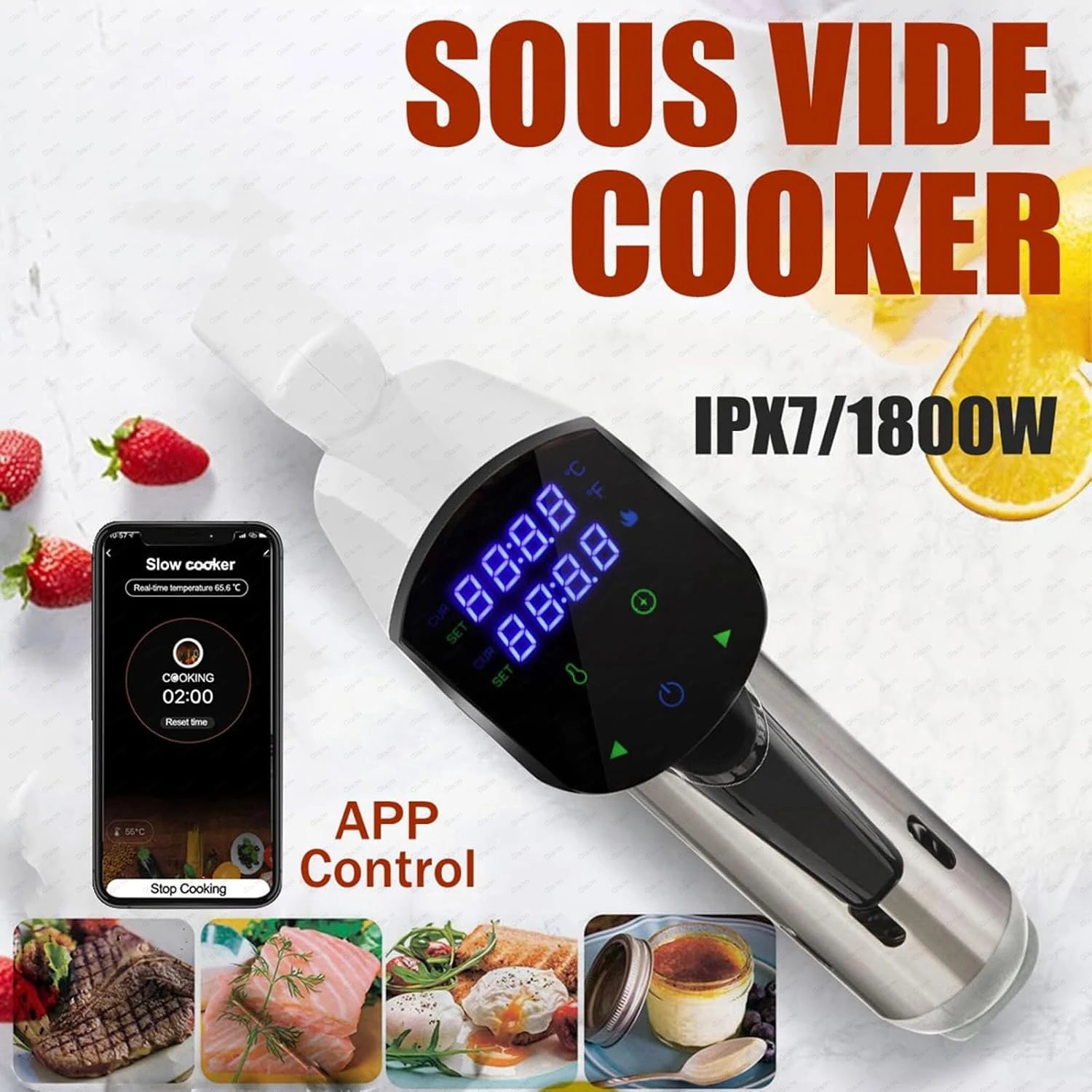 Gison 1800W NEW Sous Vide Cooker LCD Touch Immersion Circulator Accurate Cooking IPX7 with Fast heated Waterproof Vacuum Cooker 66