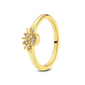 Original 925 Sterling Silver Rings Sun Moon Star Pave CZ Gold Color Stackable Ring For Women Engagement Gift Jewelry