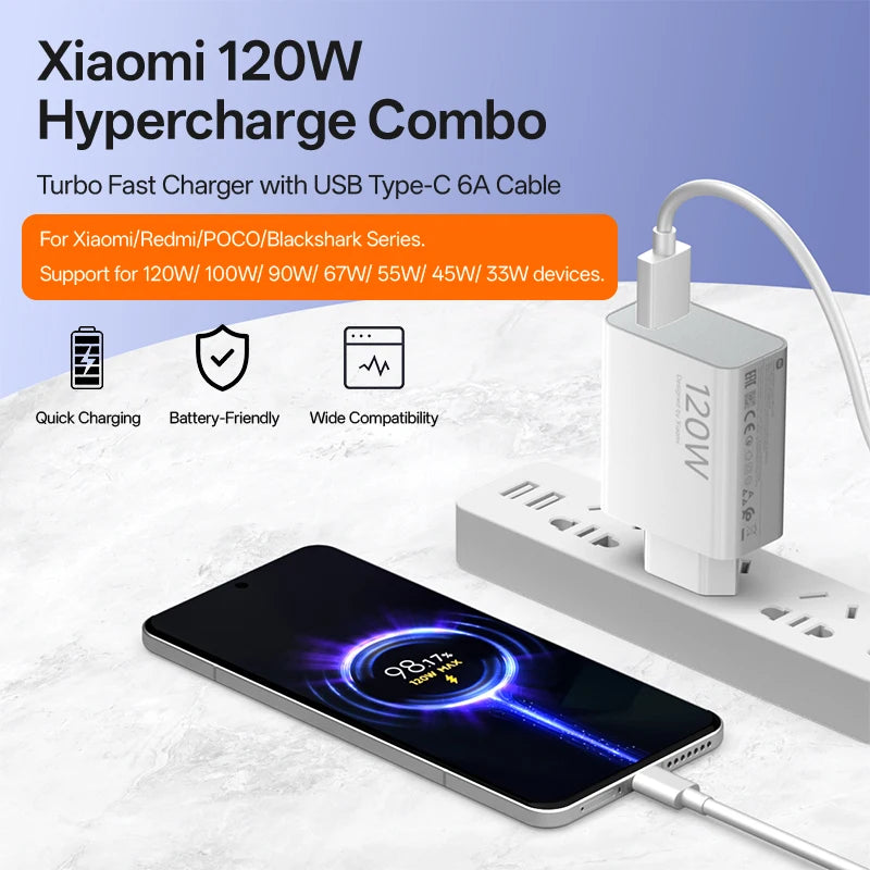 Original Xiaomi 120W Charger Turbo Fast Charge Charger Adapter for Xiaomi 17 15 14 13 Pro Ultra 17T Charger POCO X7 X8 Pro Redmi