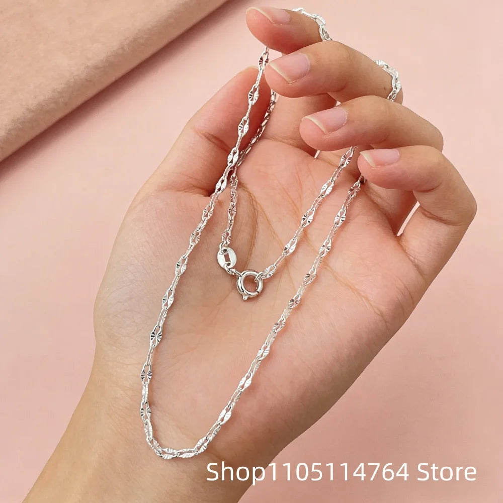 925 Sterling Silver Lip Chain Necklace for Women, Minimalist Shiny Lip Link Chain, Fashion Jewelry Gift for Daily Wear & Party
