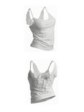 Angel Wings Vest 3D Embossed Wings Embroidery Spaghetti Strap Vest Y2K Women Gothic Fashion Summer Sexy Slim Backless Short Top