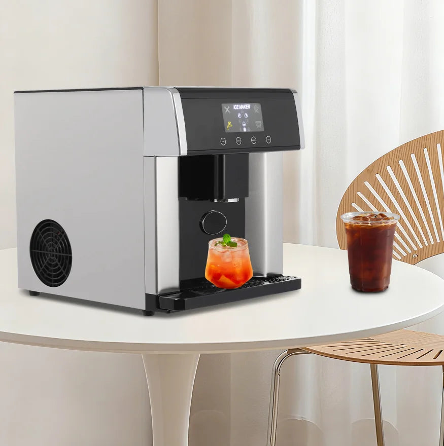 100-150W Stainless Steel Ice Machine LCD Touch Control Ice Maker R290 110V/60Hz Ice Generator Used In Homes Cafes Offices And More