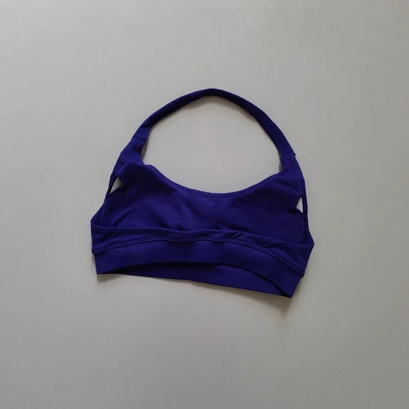 Sports Bra Women Shockproof Seamless Halter Top High Support Push-up Open Back Gym Wear Fitness Yoga Workout Underwear