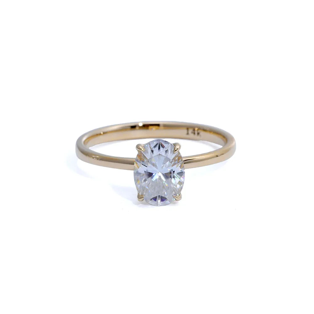 ESKEEM Custom Lab VVS Diamond 14K Real Gold Ring Jewelry Big Oval Moissanite Ring For Women Wedding Engagement