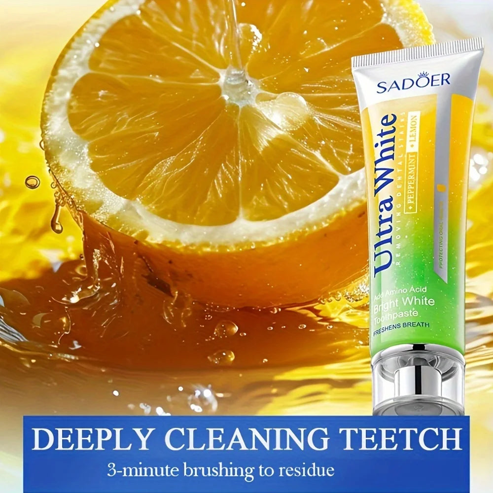 Lemon Mint Whitening Toothpaste Cleaning Teetch, Peppermint And Lemon Brightening Teeth Toothpaste Fresh Breath 100g