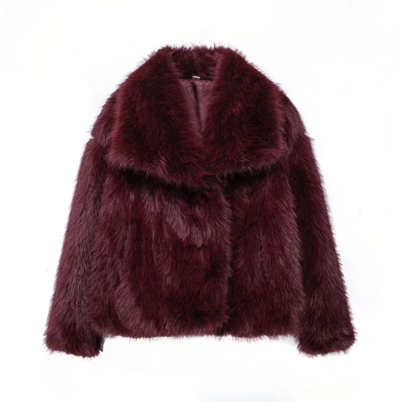 KONDALA 2026 Spring Summer Casual Faux Fur Brown Women Warm Jackets Valentine‘s Day Turn Down Collar Oversized Elegant Coats