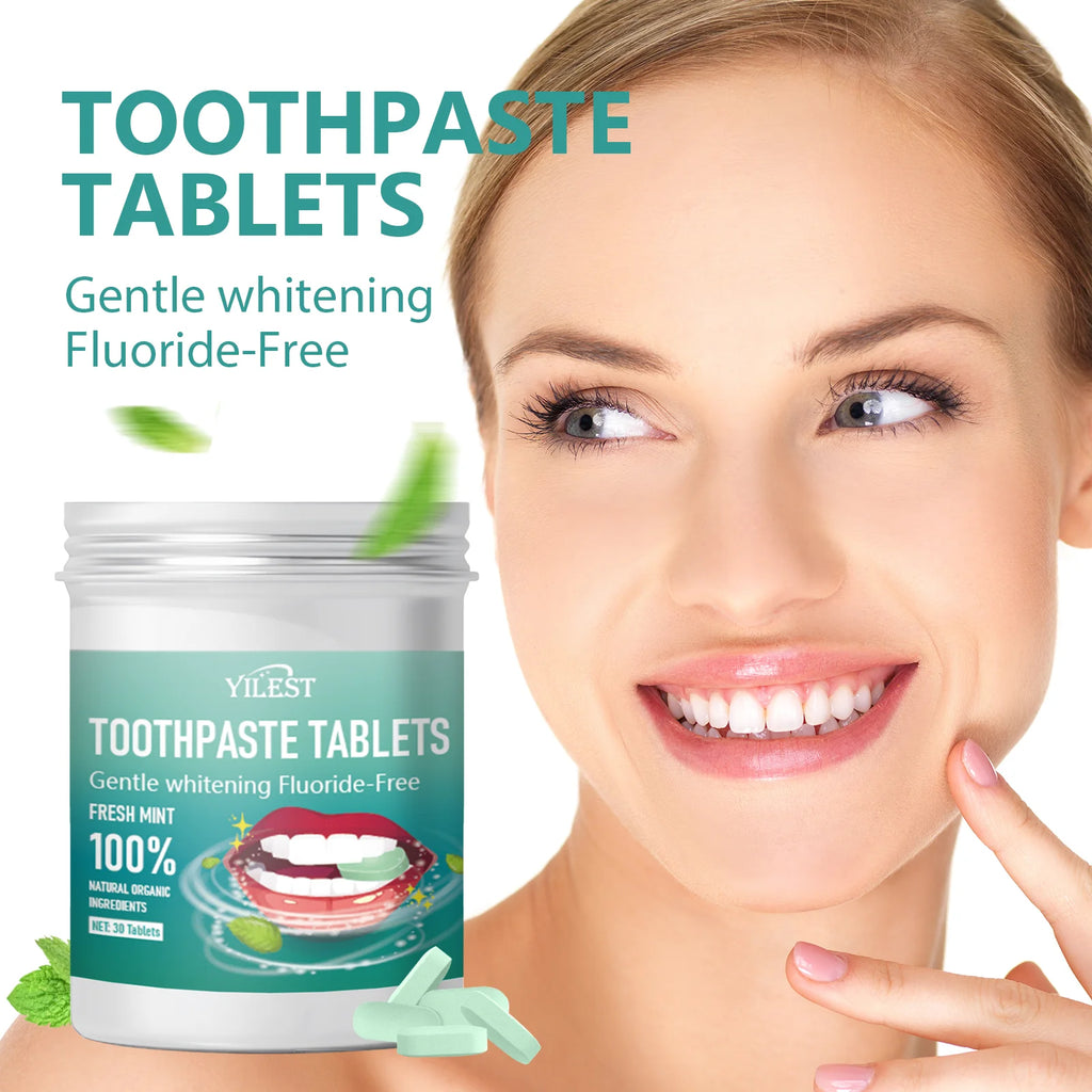 60/30 Tablets Mint Flavors Toothpaste Tablets Improve Bad Breath Remove Smoke Stains Fresh Oral Hygiene Solid Toothpaste Tablet
