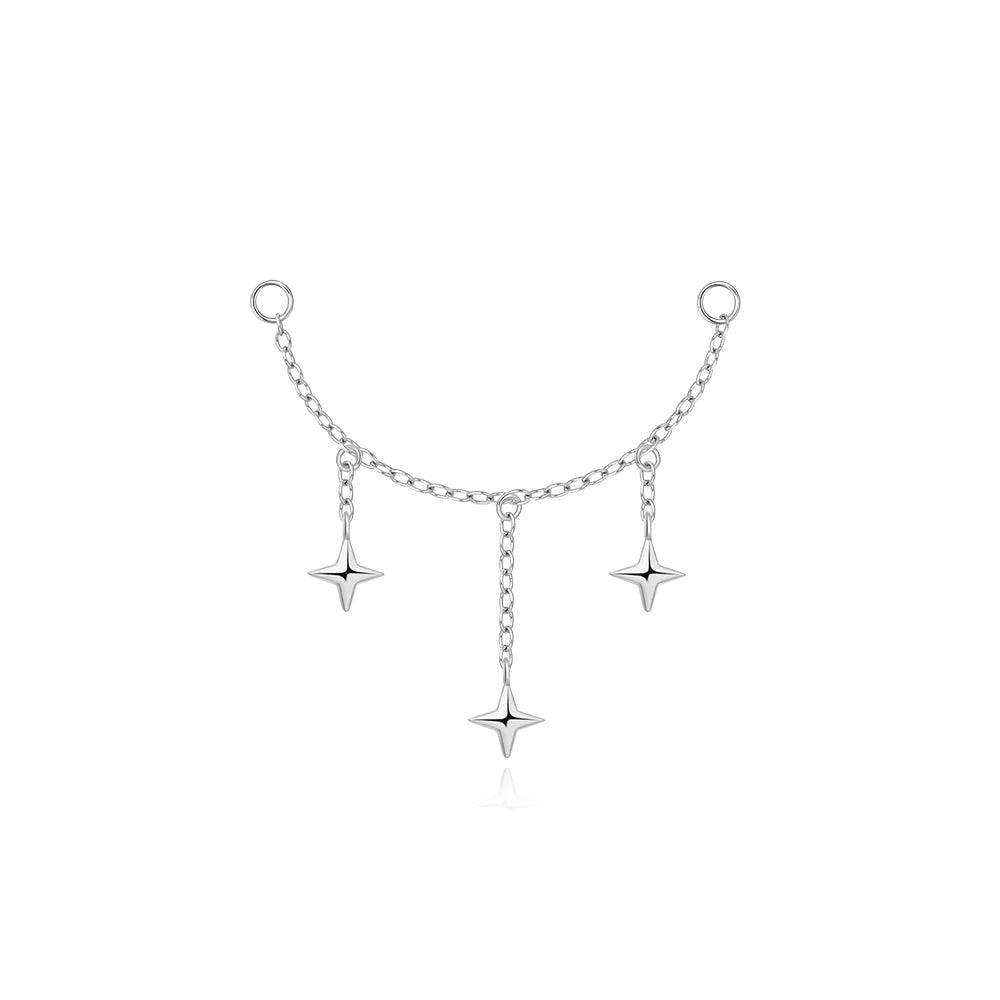 AIDE 925 Sterling Silver 9 Types Zircon CZ Chain Spare Parts Rock Punk Hoop Piercing Hoops Drop Earring Fine Jewelry Gift 1pc