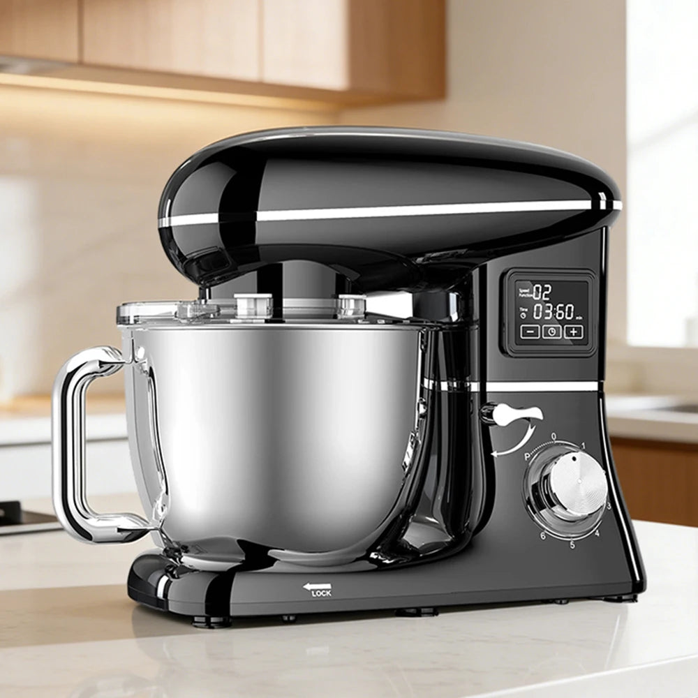 DIVEDEER 6L Multifunctional Household Dough Mixer Electric Chef Machine with Kneading Fermentation LCD Display for Home Kitchen