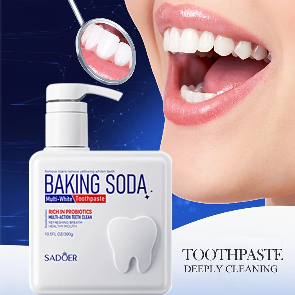 Cleansing Baking Soda Probiotic Pump Toothpaste, Deep Cleaning Teeth, Whitening And Brightening Toothpaste 300g