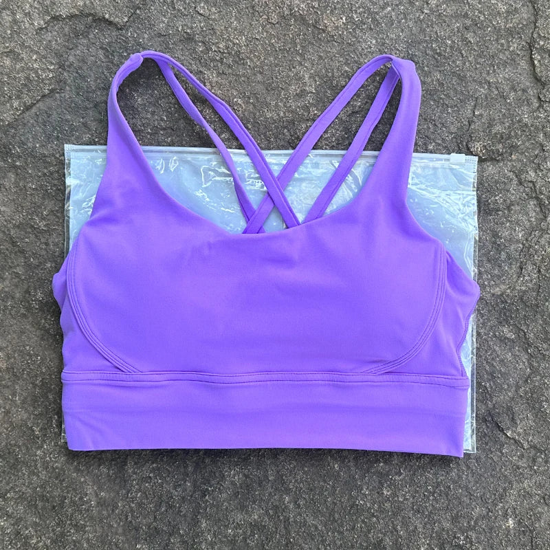 Women Sports Bra Sexy Criss Cross Straps Back High Support Impact Yoga Underwear Running Fitness Gym Padded Bralette