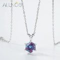 ALLNOEL Hexagon 2CT Lab Created Alexandrite 7*7mm 925 Silver Pendant Necklace For Woman Color Changing June Birthstone Wholesale