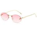 2026 Diamond Letter "F" Rimless Sunglasses Women Luxury Brand Metal Frame Black Small Oval Sun Glasses Unsiex Elegant Shades
