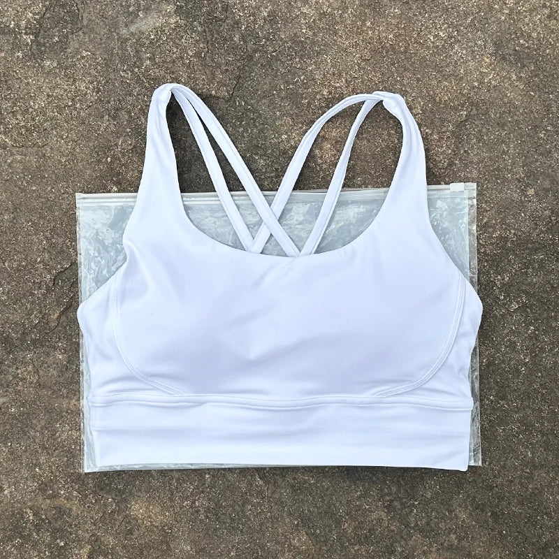Women Sports Bra Sexy Criss Cross Straps Back High Support Impact Yoga Underwear Running Fitness Gym Padded Bralette