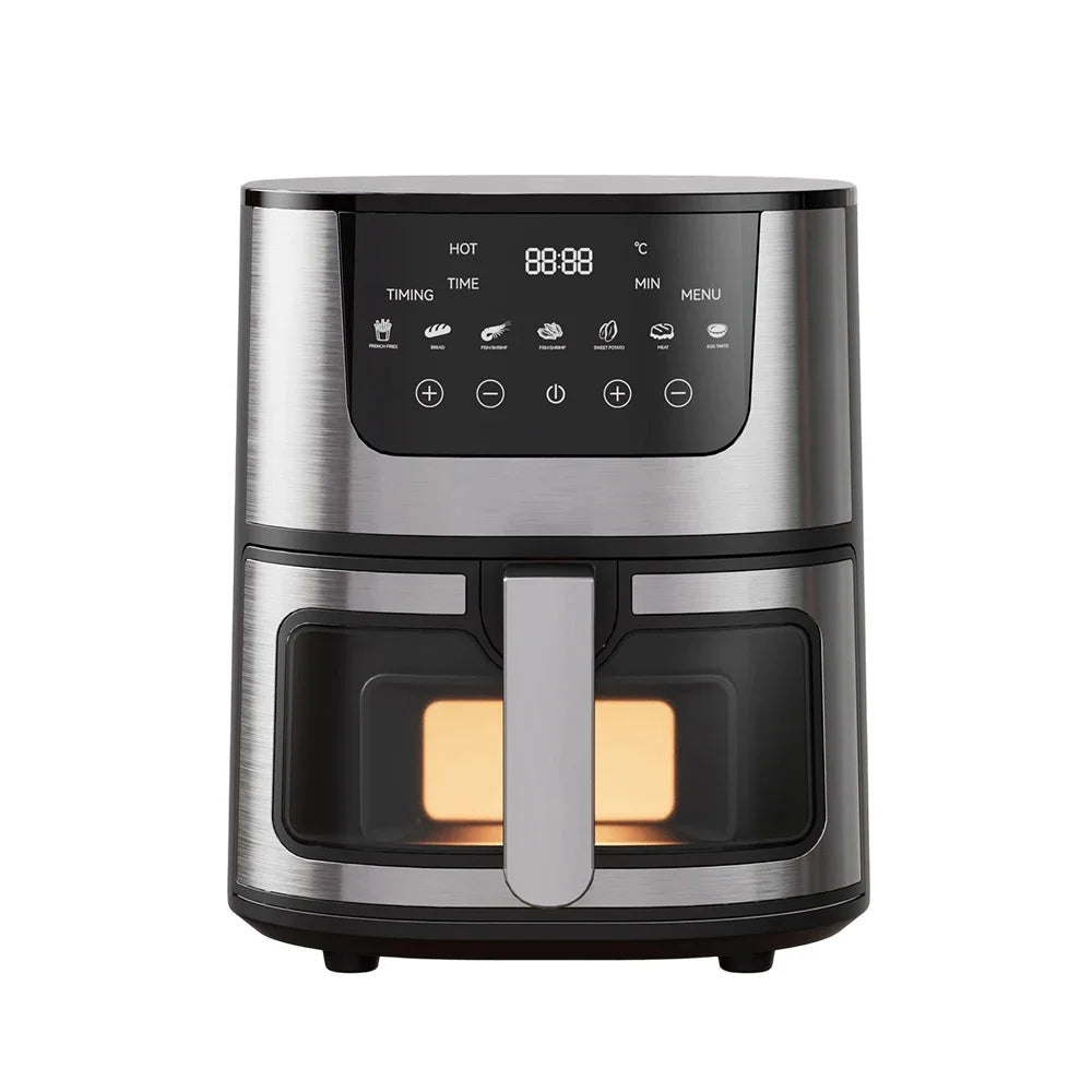 DIVEDEER 7L Home-Use Air Fryer with Viewing Window A versatile, large-capacity stainless steel air fryer designed for home use