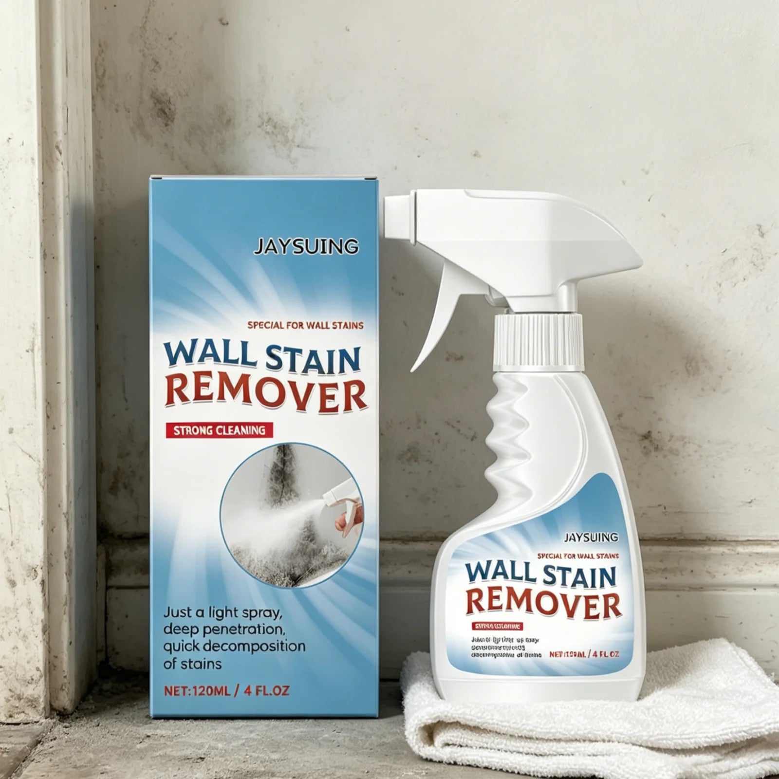 JAYSUING Wall Stain Remover Deep Decontamination Powerful Cleaning Long Lasting Anti Mildew Gentle Mildew Remover Spray 120ml