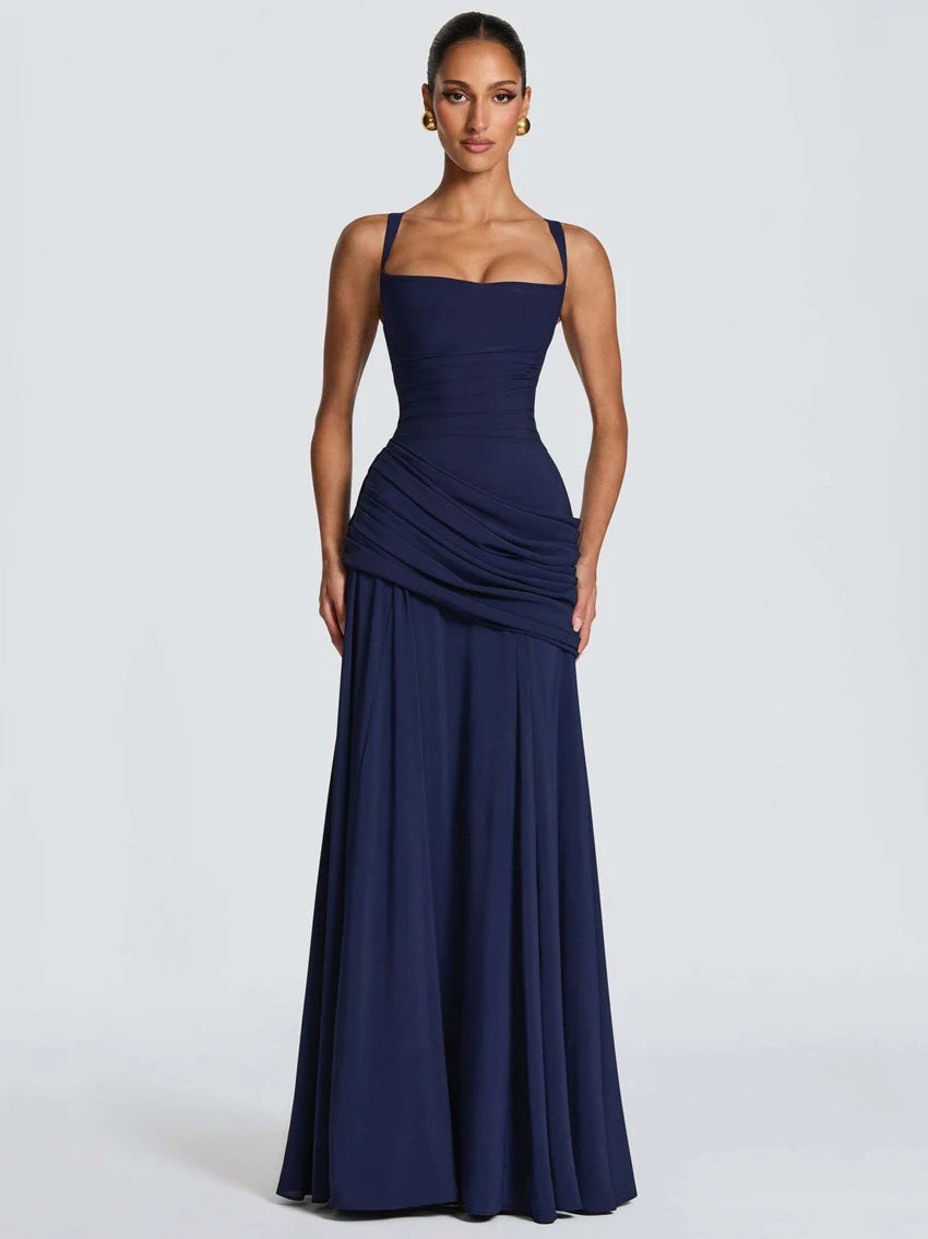 New Spaghetti Strap Sexy Prom Gowns Women's Sexy Backless Maxi Dress for Party Club Elegant Bodycon Ruched Long Dress Female 5