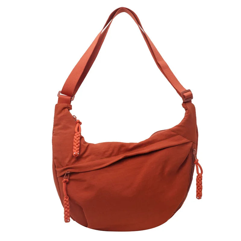 Leisure Crossbody Hobo Bag with Large Capacity Versatile and Niche Design Nylon Shoulder Bag Student Class Mailman Bag