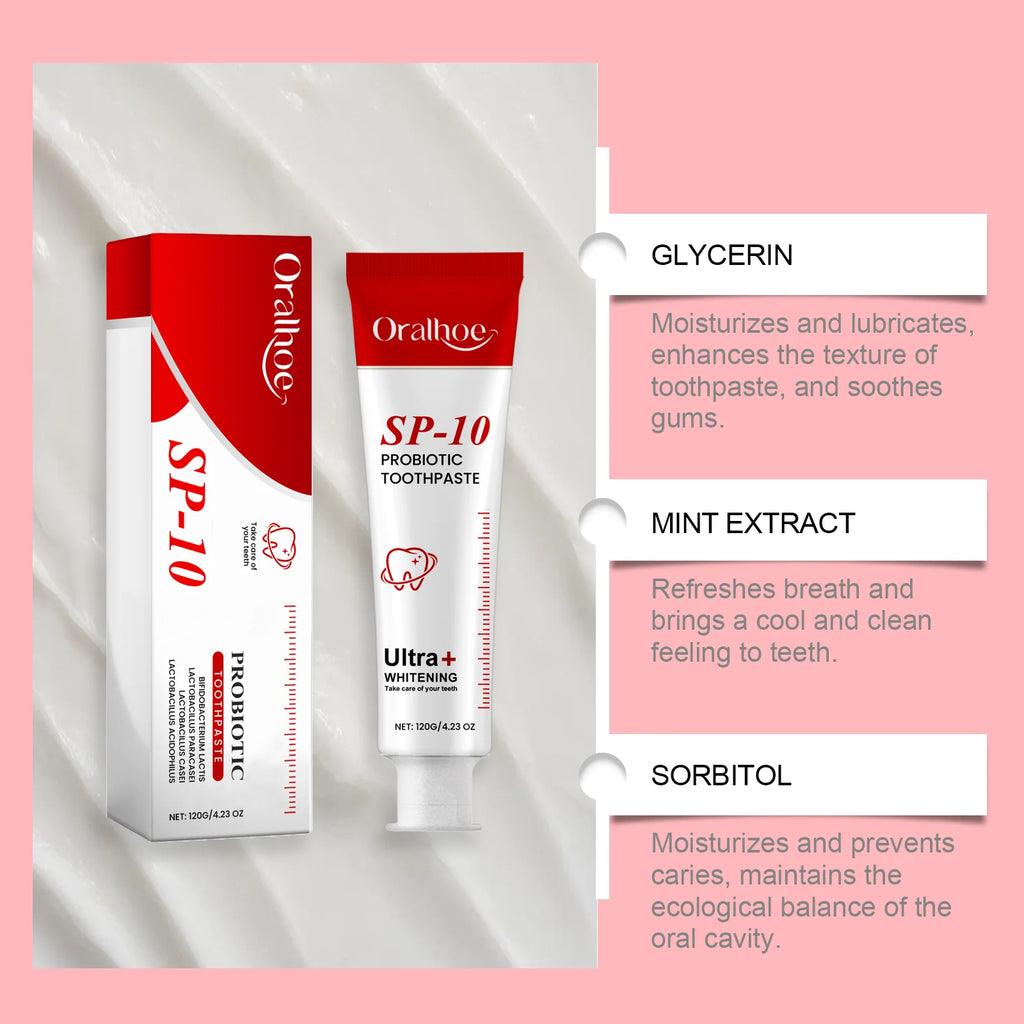 Sp10 Probiotic Toothpaste Deep Cleaning Remove Plaque Improve Dental Caries Protect Gum Fresh Breath Oral Hygiene Cleansing 120g