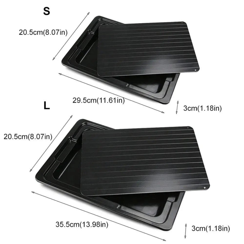 Household Aluminum Fast Defrosting Tray Rectangular With Water Storage Box Thawing Plate Black Meat Thaw Frozen Board Beef