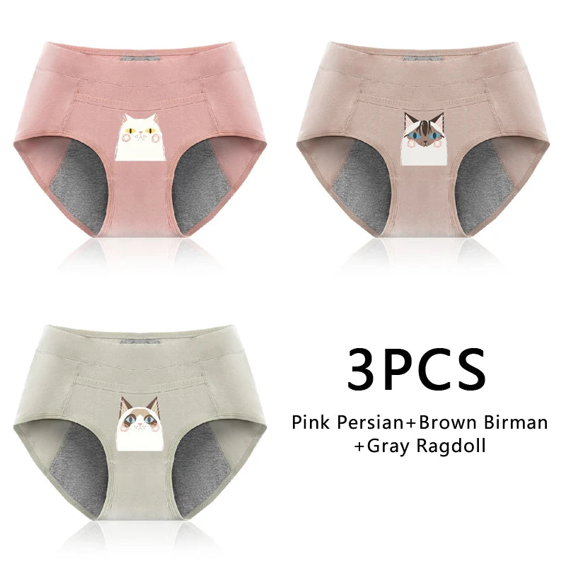 Women's Panties UnderwearLeakproofBreathable Briefs MenstrualPants PlusSizeWaterproof Mid Waist Organic Cotton Protective Briefs