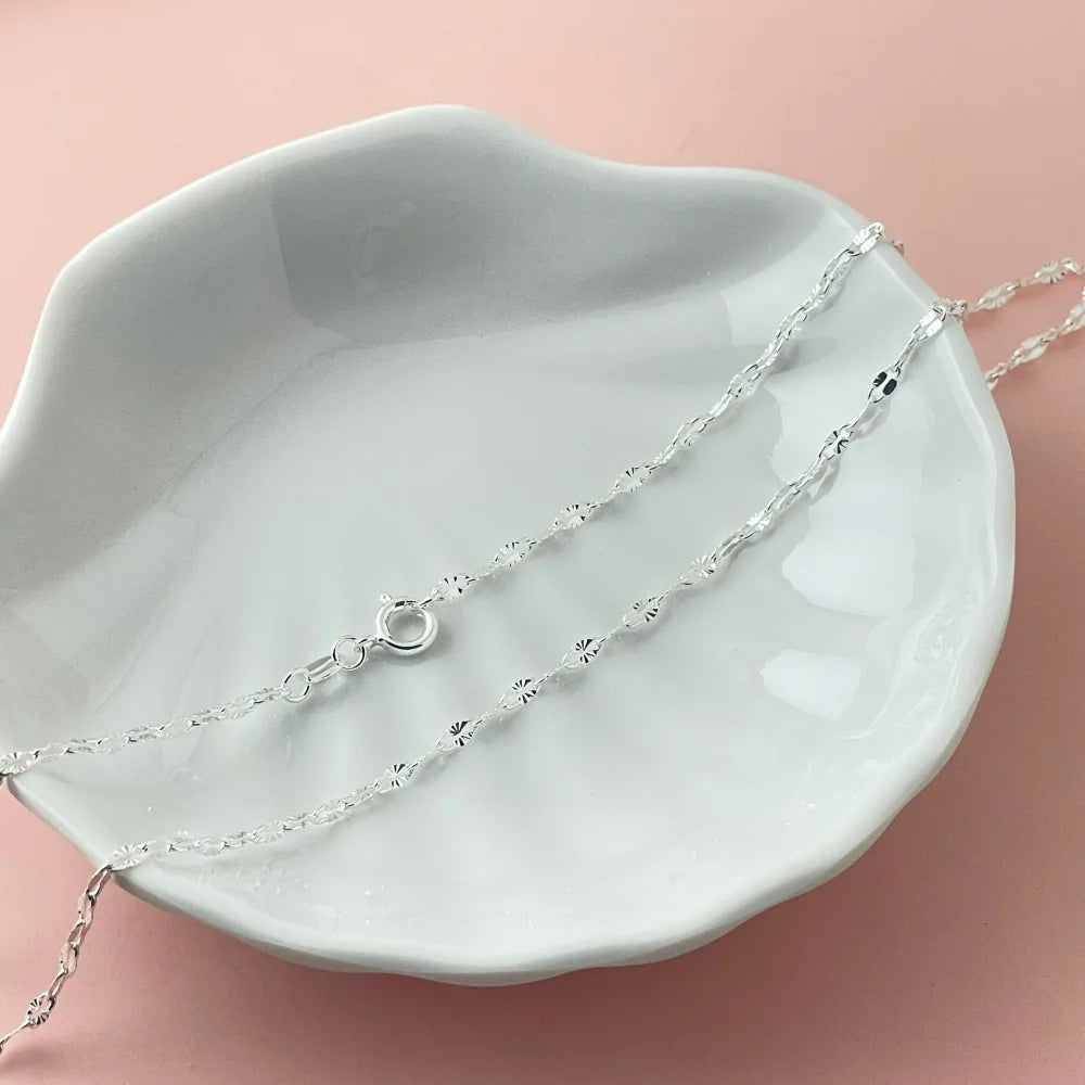 925 Sterling Silver Lip Chain Necklace for Women, Minimalist Shiny Lip Link Chain, Fashion Jewelry Gift for Daily Wear & Party