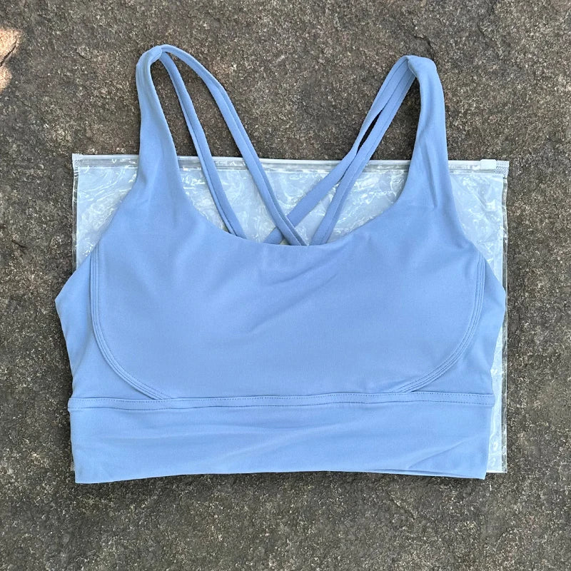 Women Sports Bra Sexy Criss Cross Straps Back High Support Impact Yoga Underwear Running Fitness Gym Padded Bralette