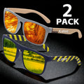 KAROS 2PCS Sunglasses Men/Women Polarized Square Mirror Brand Design Luxury UV400 SunShade Unisex Fishing Driving Cycling Hiking