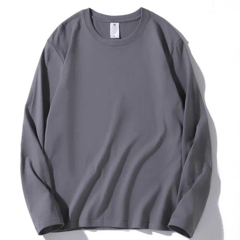 2026 Autumn Women Leisure Cotton Daily Long Sleeve Tops Lady Versatile Round Neck Baggy Clothes Female Concise Solid T-shirts