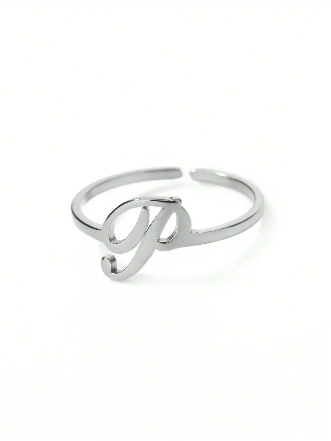 1PC Minimalist Initial Open Ring For Women Men Personalized 26 English Letter Ring Dainty 18K Gold Plated Stainless Steel