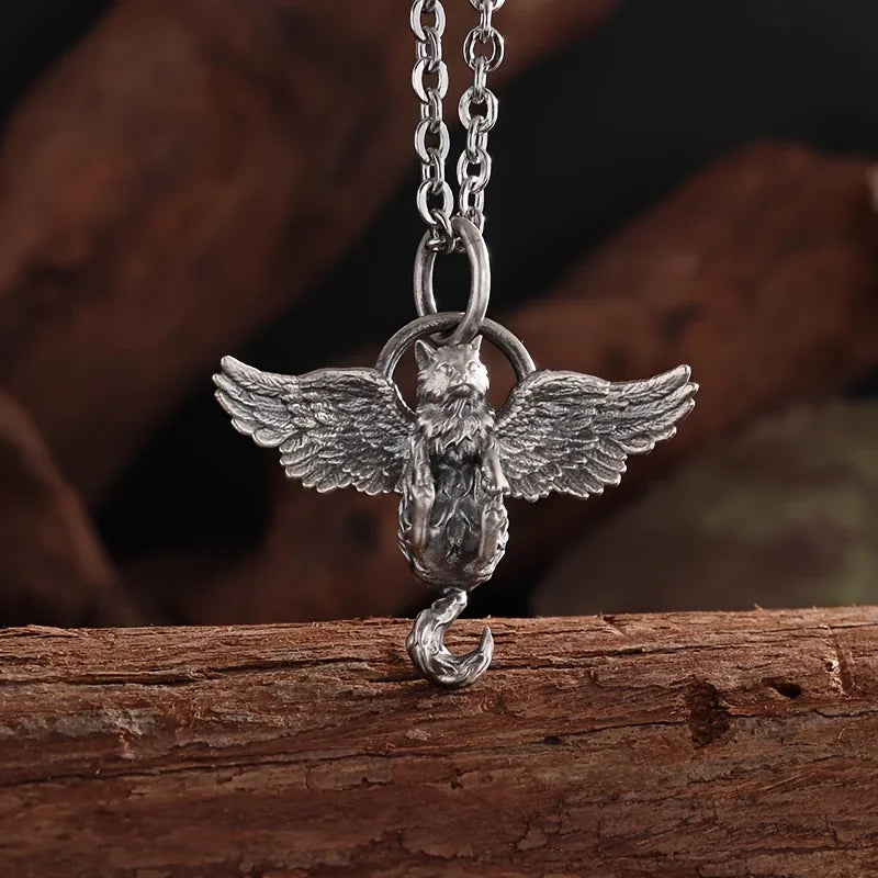 One exquisite and adorable pet cat wing animal pendant necklace, a fashionable jewelry gift and birthday present for womenjjj