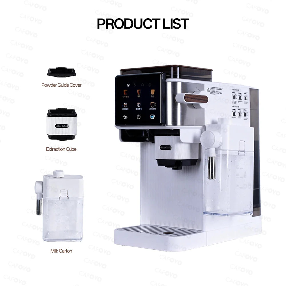 CAFOVO E151 3-in-1 Espresso Machine with Touchscreen Control and Built-in Grinder Automatic Milk Frother Cold Brew Coffee