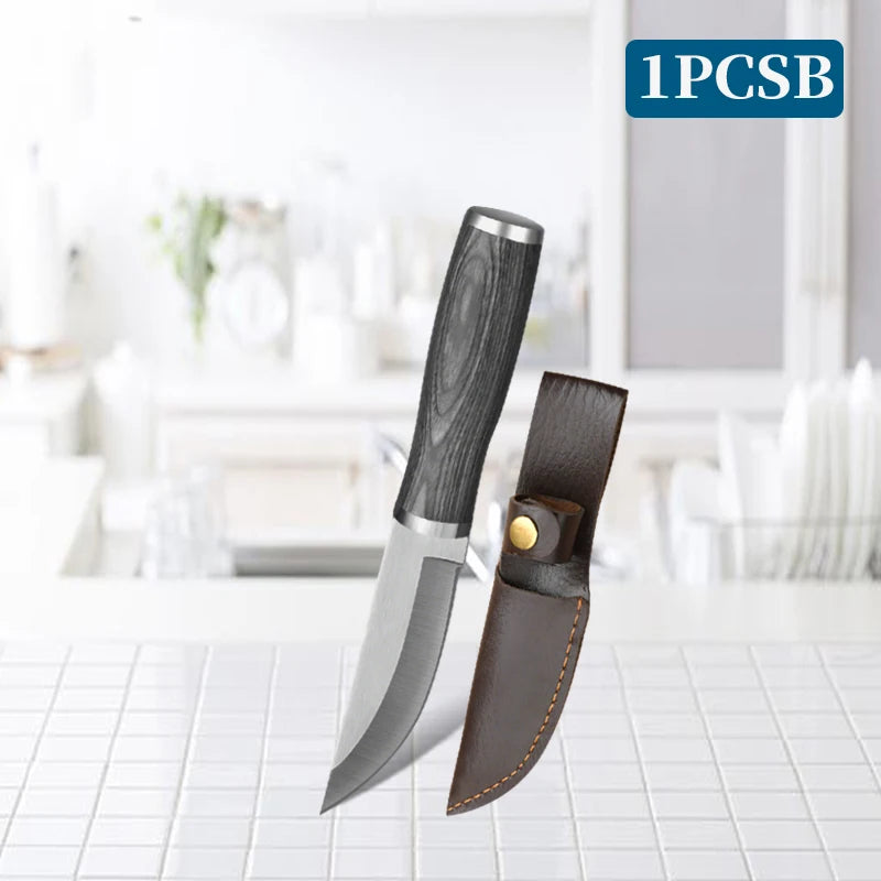 WXCOO Hand Forged Butcher Knife Stainless Steel Kitchen Knives for Cooking Meat Cleaver Small Knife with Sheath Multifunctional