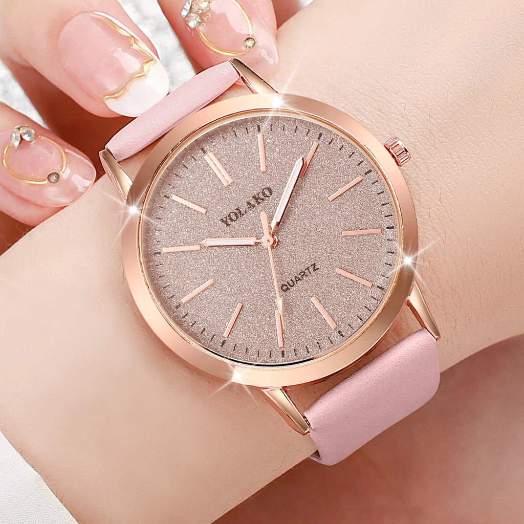 Women Watches Fashion Matting Dial Ladies Quartz Watch Casual Leather Band Female Dress Wristwatches