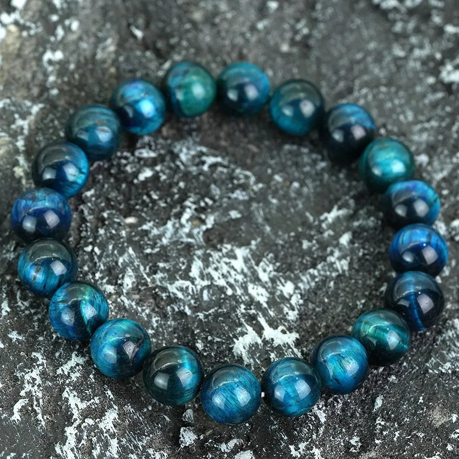 6/8/10/12mm Premium Beaded Bracelet Men Women Natural Blue Tiger Eyes Stone 4 Sizes Elastic Bangles Meditation Healing Jewelry