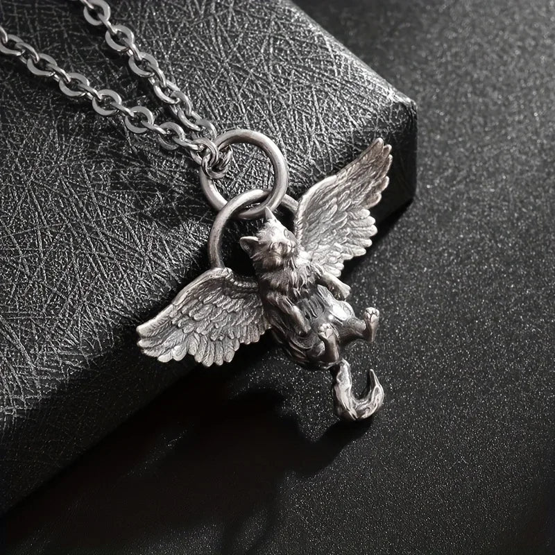 One exquisite and adorable pet cat wing animal pendant necklace, a fashionable jewelry gift and birthday present for womenjjj