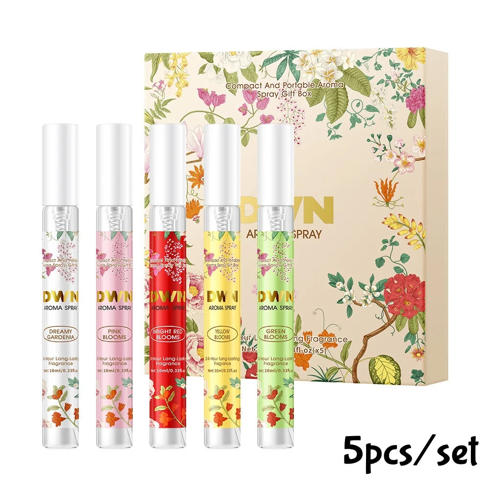 5pcs Flowers Perfume Gift Set Elegant Charm Fragrance Spray Long-Lasting for Women Men Romantic Pheromone 10ml