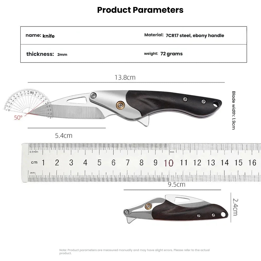 Black Walnut Handle Fruit Knife With High Hardness And Sharp Edge Made Of 7CR17 Stainless Steel Compact Folding Small Knife