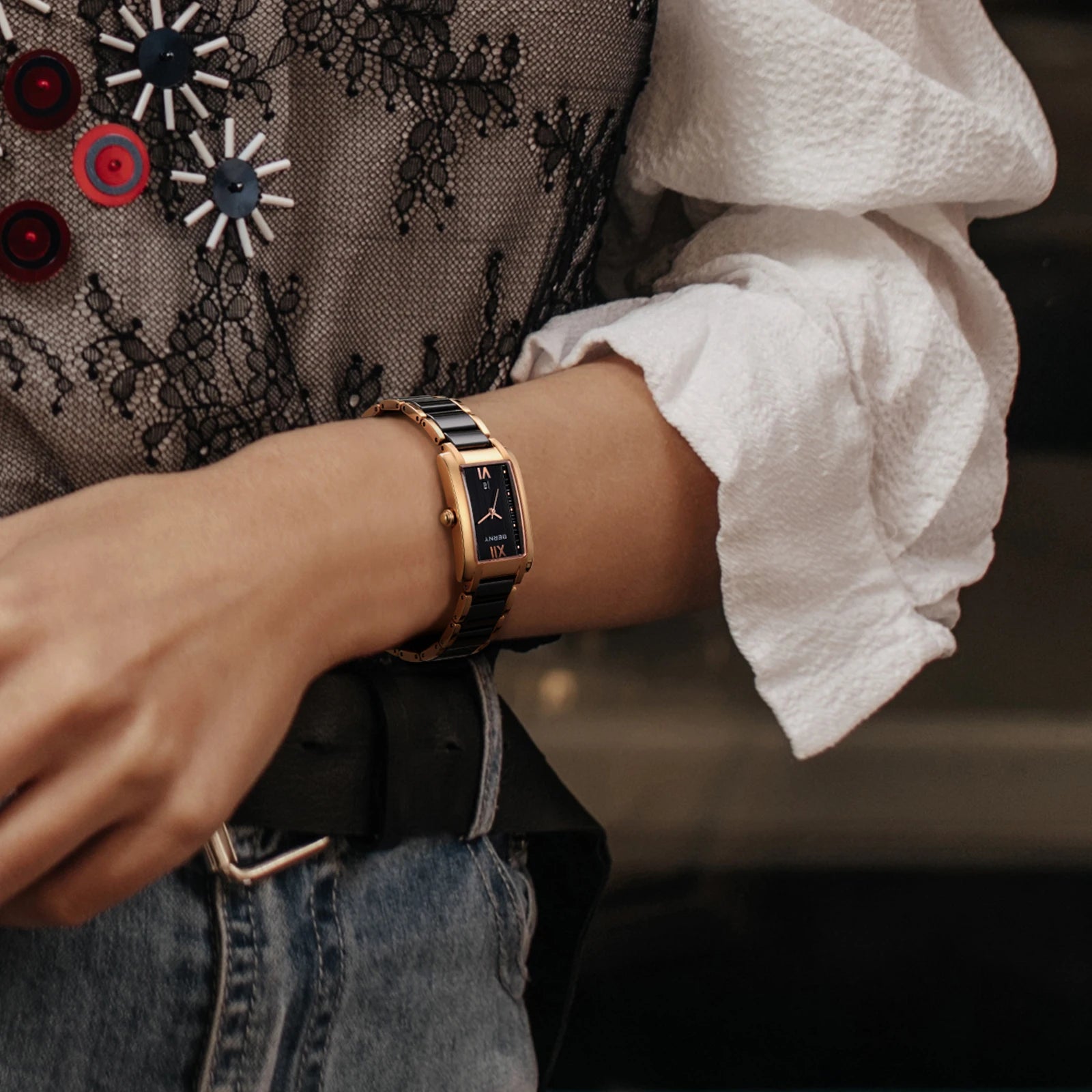 BERNY Women Watch Classic Rectangle Ceramics Calendar Luxury Ladies Quartz Watches Elegant Casual Waterproof Women's Wristwatch