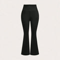 Women's Black High Waisted Flared Pants Stretchy Slimming Trousers Casual Daily Trendy 2026 Spring Fashion Women's Bottoms Loose