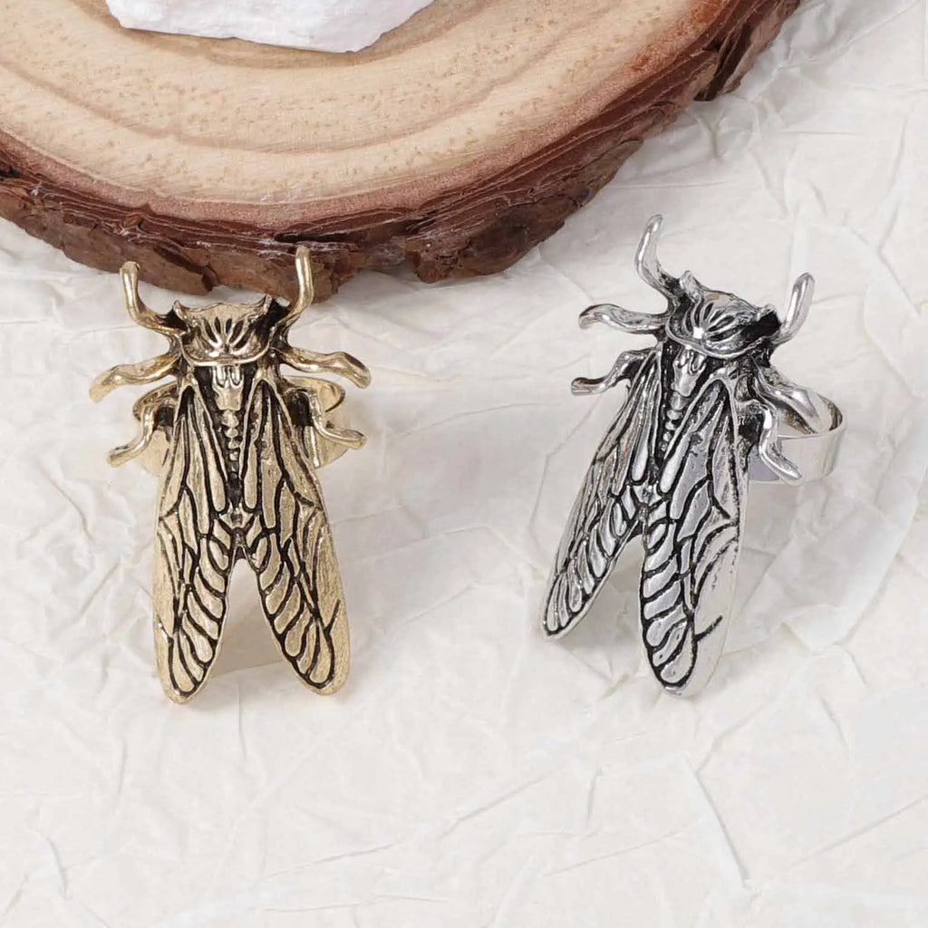 Digadagu Retro Opening Insect Ring Metal Animal Ring New Women's Trend Daily Jewelry Accessories