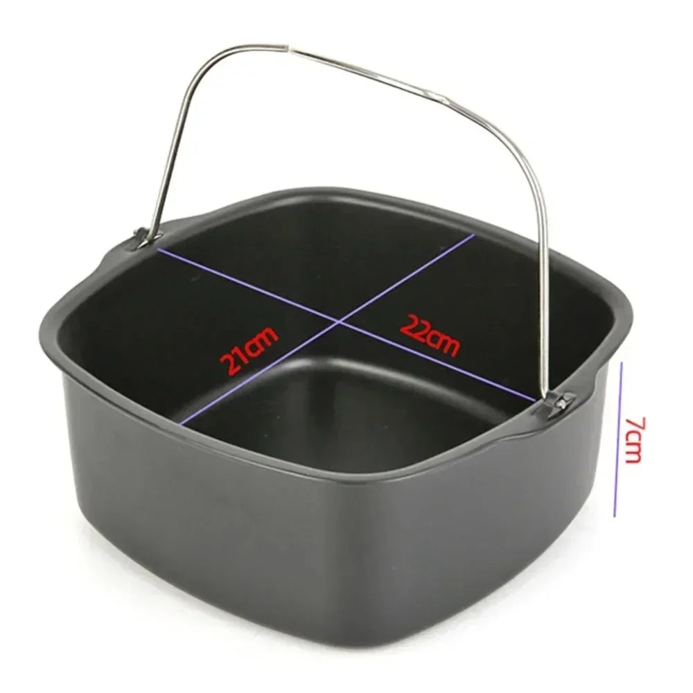 Non-Stick Air Fryer Baking Tray & Basket, Oven-Safe Cake Pan for Philips, Multi-Use Kitchen Tool for Chips, Pizza & Desserts