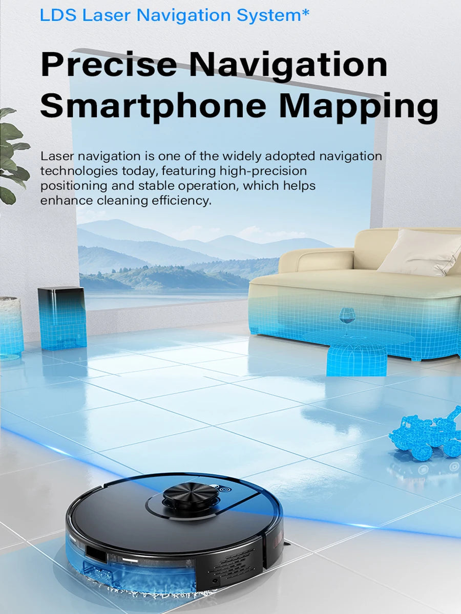 Robot Vacuum Cleaner Mop，3500Pa Suction, 2-in-1 Sweep & Mop, Intelligent App Control, Automatic Charging & Return for Home Clean