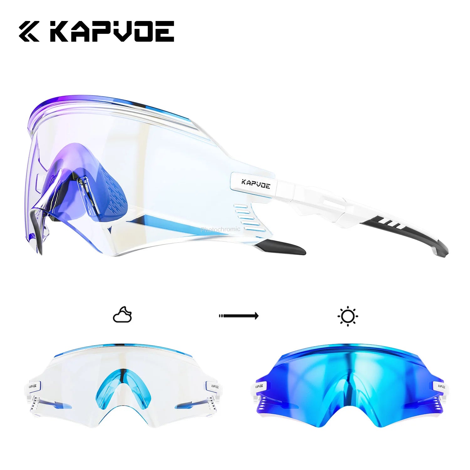 KAPVOE Photochromic Cycling Sunglasses Men Road Driving Bike Glasses Outdoor Sports Hiking Women Bicycle Cycling UV400 Goggles