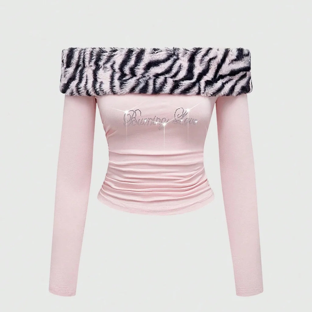 2026 Womens Y2K Sexy Leopard Print Glitter Midriff Top Lettered Detail Slim Fit Trendy Fashion Crop Top