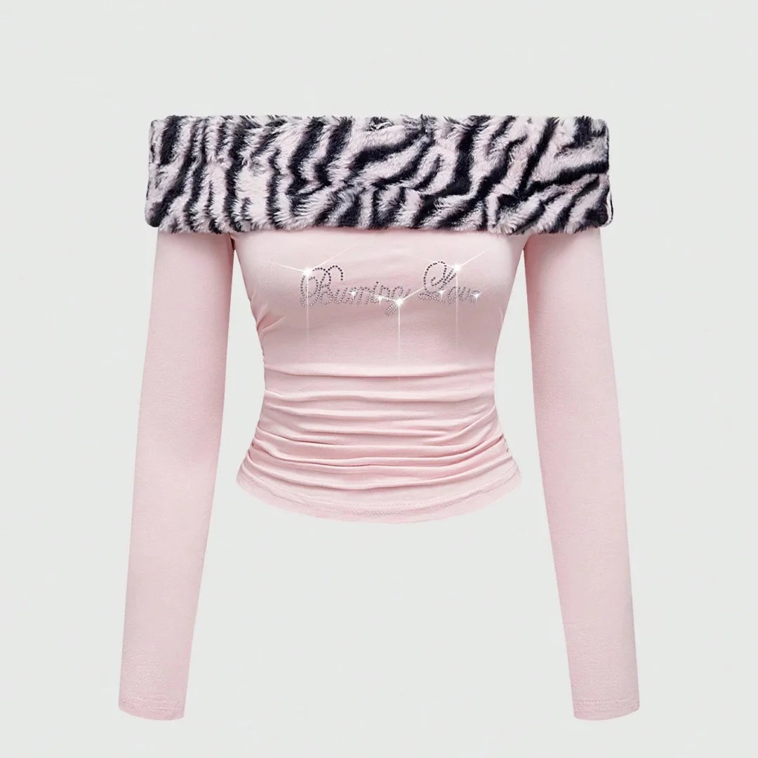 2026 Womens Y2K Sexy Leopard Print Glitter Midriff Top Lettered Detail Slim Fit Trendy Fashion Crop Top
